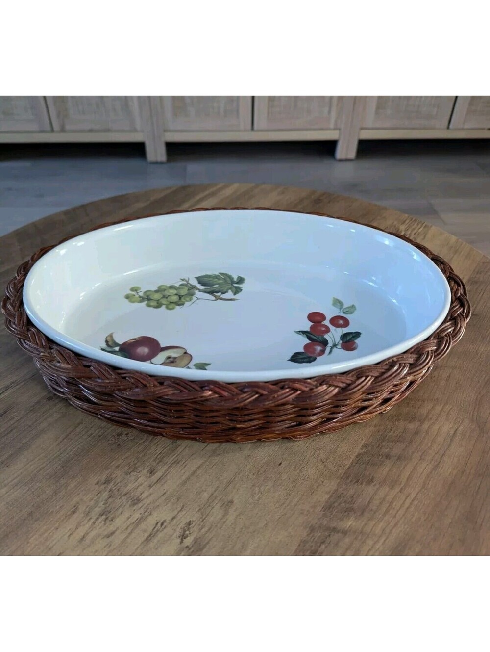 BIA Cordon Bleu Oval Baker Casserole Pan Catherine w/ Wicker Holder